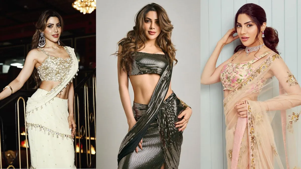bigg-boss-marathi-5-contestant-nikki-tamboli-commands-attention-in-sassy-saree-looks-see-photos